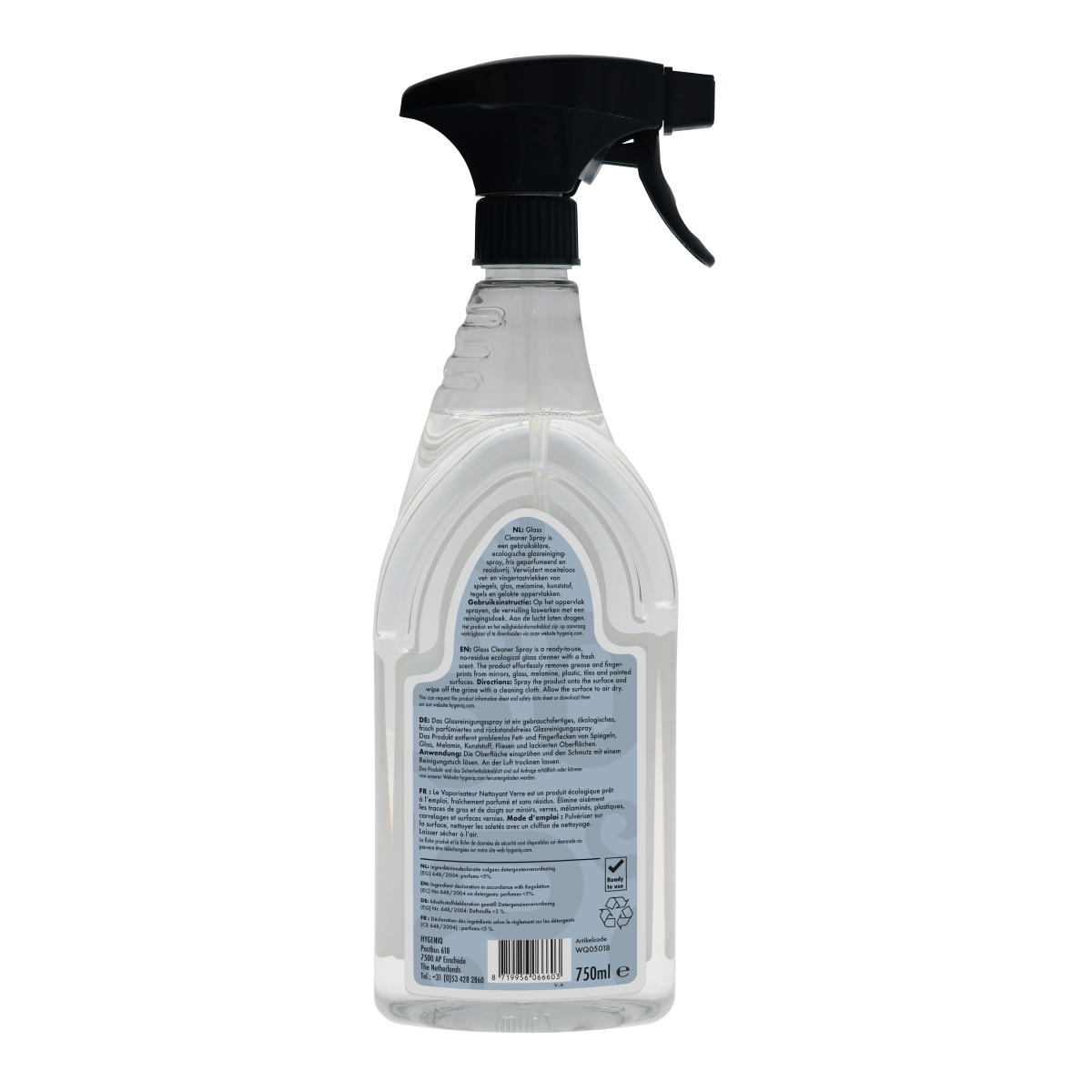 WIWIQ Glass Cleaner Spray - 750ml Sprayflacon - Achterzijde